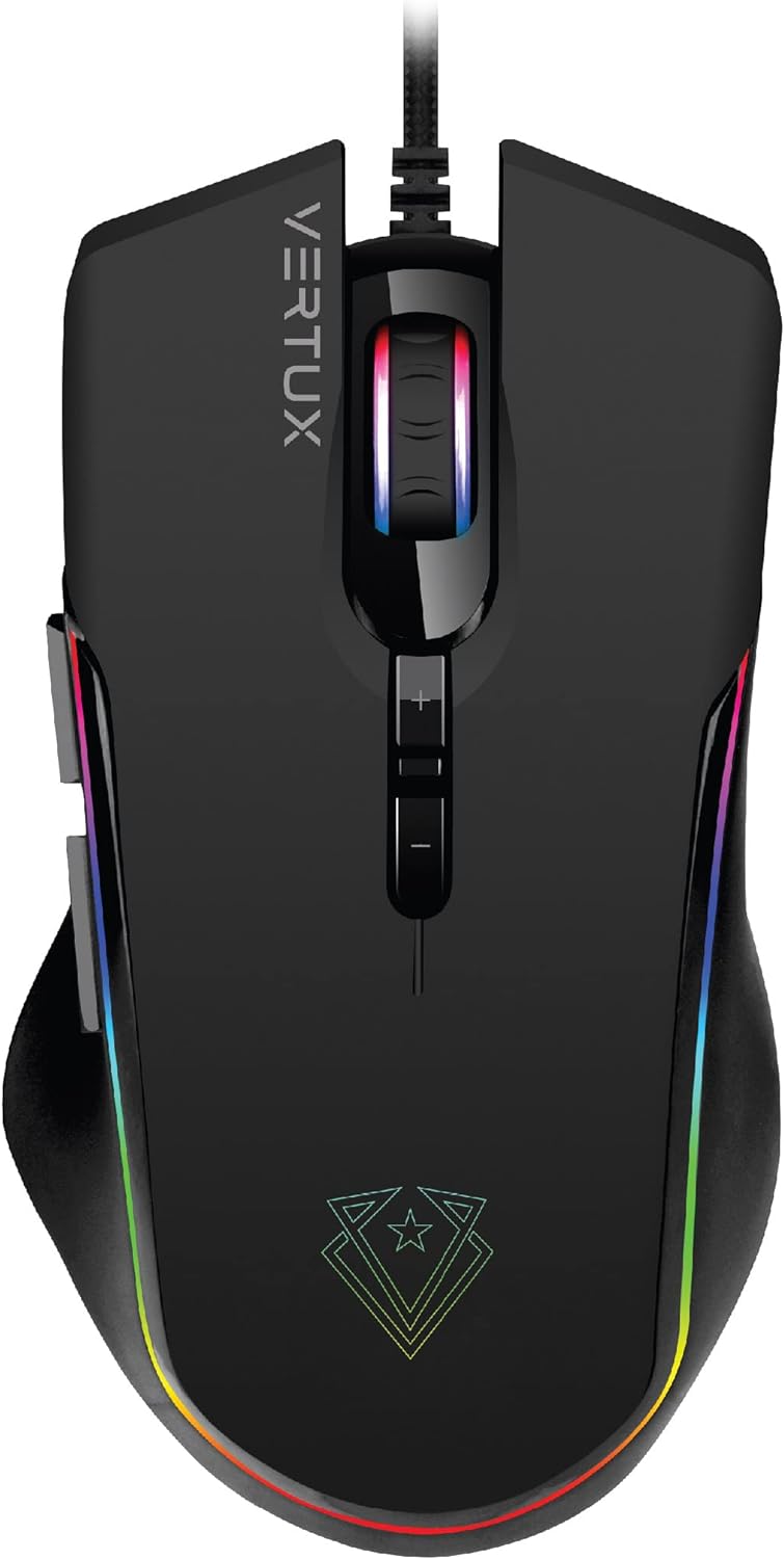 Vertux Assaulter Gaming Mouse Up to 10000 DPI Optical Sensor Lights Wired Optical Gaming Mouse Ultra Fast 10 Million Clicks Lightweight RGB Gaming Mouse Black Vertux Assaulter Gaming Mouse Up to 10000 DPI Optical Sensor Lights Wired Optical Gaming Mouse Ultra Fast 10 Million Clicks Lightweight RGB Gaming Mouse Black